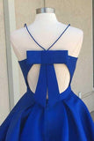 A-line V-Neck Open Back Satin Bowknot Homecoming Dress