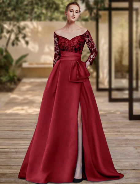 Sheath / Column Evening Gown High Split Dress Formal Wedding Guest Swe ...