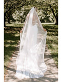 One-tier / Classic Style Wedding Veil Chapel Veils with Pure Color 110.24 in (280cm) Tulle