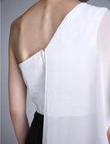 Mermaid / Trumpet Mother of the Bride Dress Color Block One Shoulder Ankle Length Chiffon Sleeveless No with Split Front