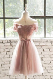 Off The Shoulder Lace Tulle Short Prom Dress Homecoming Dress