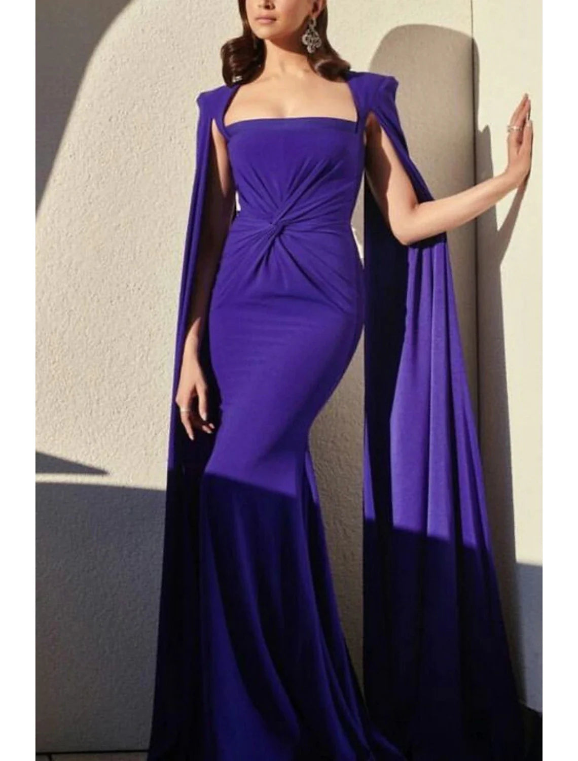 Elegant Cape Sleeve A-line Gown