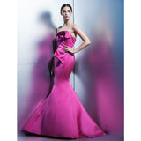 Mermaid / Trumpet Elegant Formal Evening Dress Strapless Sleeveless Sweep / Brush Train Satin with Flower