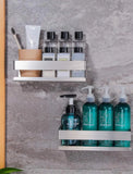 Bathroom Shelf,Self-Adhesive Shower Shelf Stainless Steel Wall-mounted Punch-free Bathroom Storage For Bathroom,Kitchen(Brushed Nickel,Matte Black)