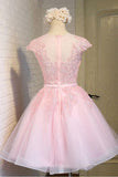 A-line Lace Short Tulle Homecoming Dresses