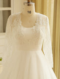 Hall Sparkle & Shine Wedding Dresses A-Line Illusion Neck Long Sleeve Court Train Satin Bridal Gowns With Buttons Ruched