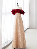 A-Line velvet Long Prom Dress