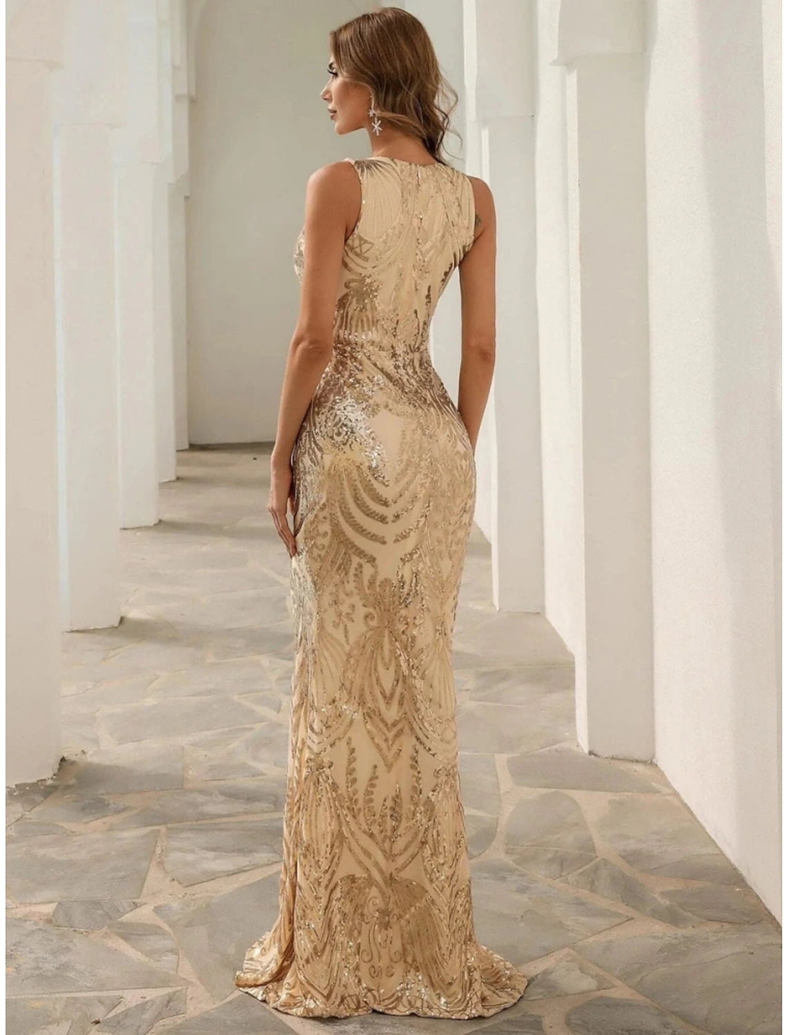 Mermaid/Trumpet Sweep / Brush Train Sleeveless Strapless Prom Dresses with Sequin