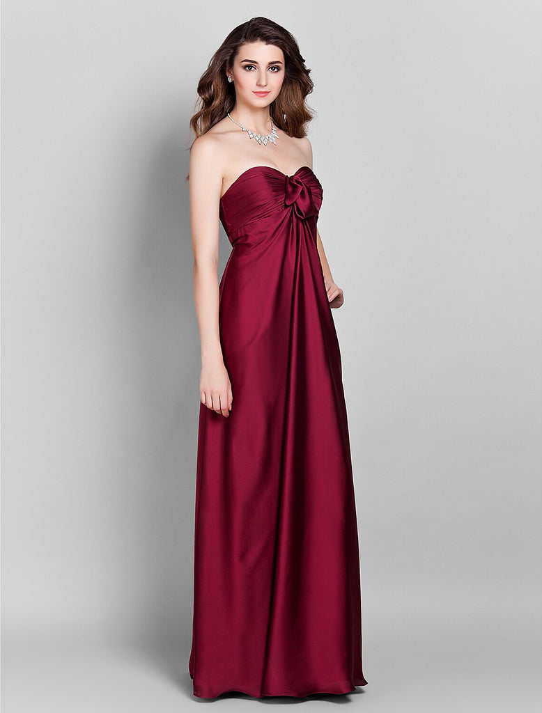 Sheath/Column Cold Shoulder Floor-Length Bridesmaid Dresses with Bowknots main image 1