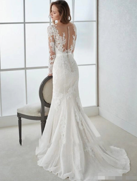 Engagement Open Back Formal Wedding Dresses Mermaid / Trumpet V Neck L ...