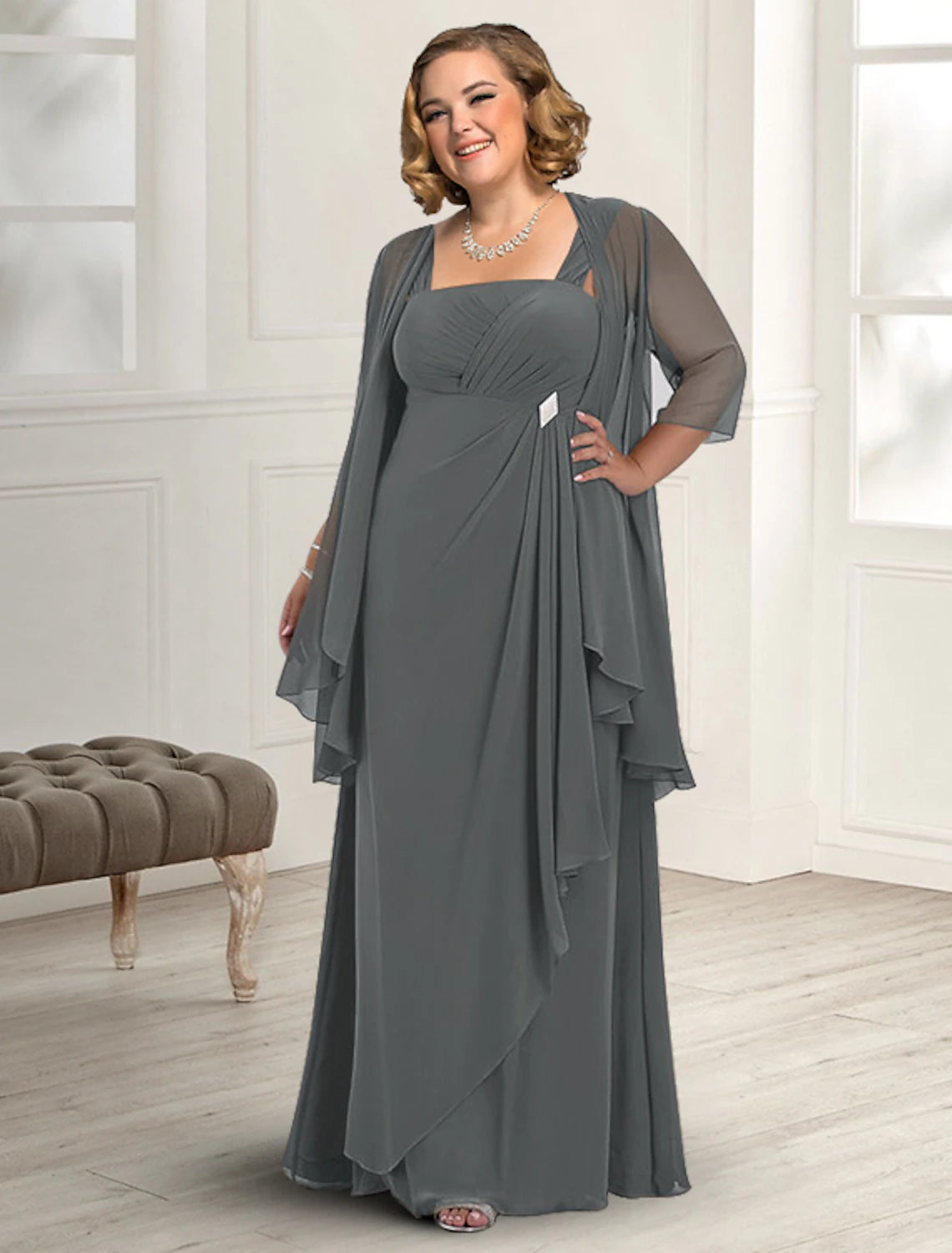 Plus size jacket dresses for mother of the bride best sale