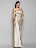 Mermaid / Trumpet Evening Gown Open Back Dress Wedding Guest Floor Length Sleeveless Sweetheart Stretch Satin with Appliques