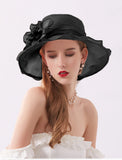 Hats Organza Sun Hat Tea Party Kentucky Derby Melbourne Cup Wedding With Appliques Headpiece Headwear