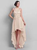 Sheath / Column Elegant Dress Wedding Guest Asymmetrical Sleeveless Halter Chiffon Backless with Appliques
