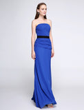 Sheath / Column Bridesmaid Dress Strapless Sleeveless Elegant Floor Length Chiffon with Criss Cross