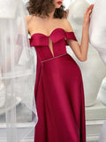 A Line Strapless Sleeveless Floor Length Evening Dress