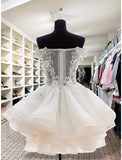 Ball Gown Homecoming Dresses Floral Dress Christmas Short / Mini Sleeveless Strapless Organza with Buttons Appliques