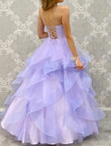 A-Line Evening Gown Sexy Dress Prom Floor Length Sleeveless Spaghetti Strap Satin with Ruffles Strappy