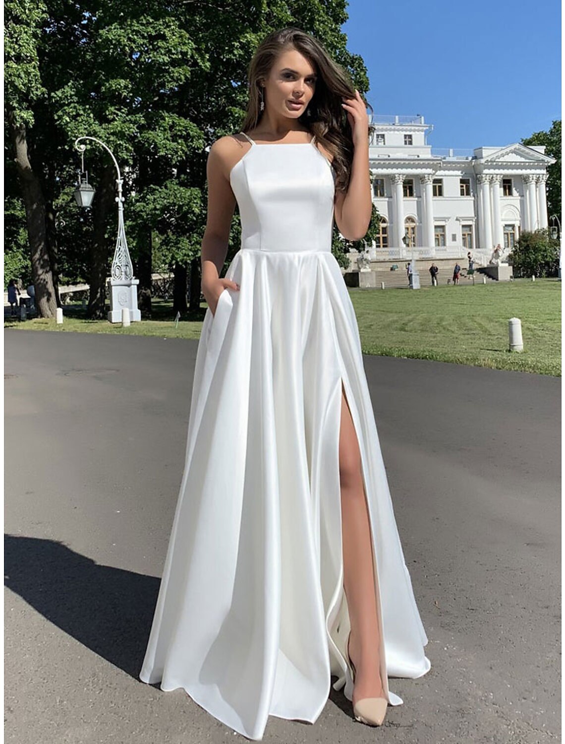 Mermaid / Trumpet Evening Gown Elegant Dress Wedding Guest Floor Length Sleeveless Spaghetti Strap Jersey Crisscross Back with Strappy