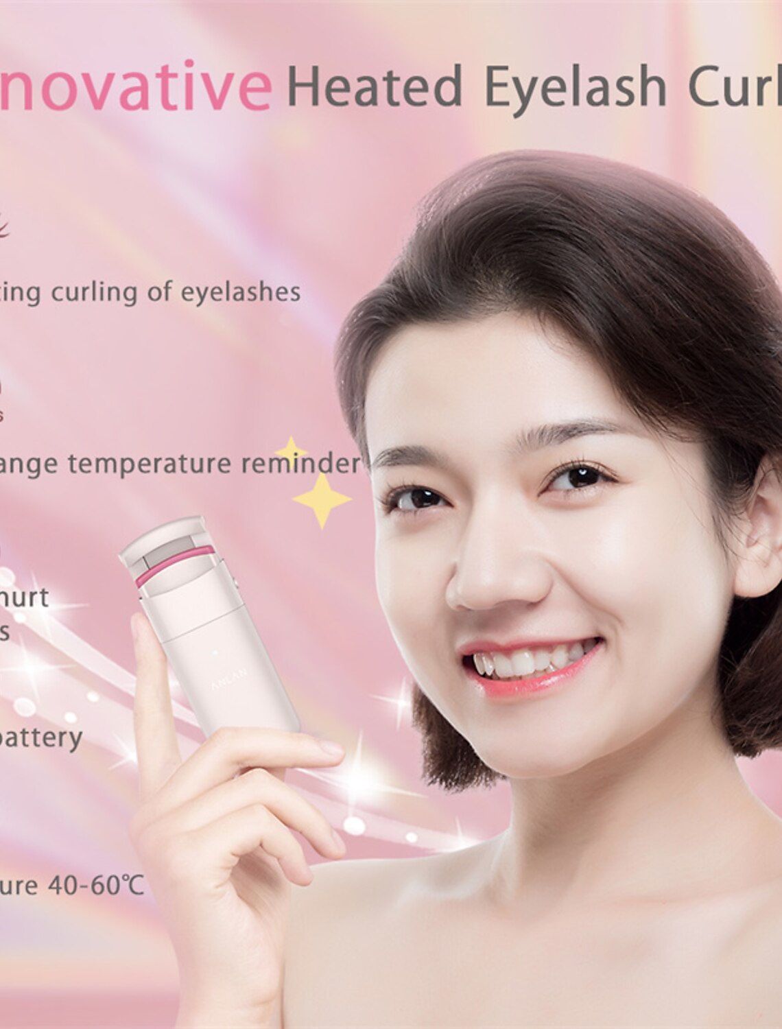 Electric Heated Eyelash Curler Long-Lasting Curl Electric Eye Lash Perm Eyelashes Clip Eyelash Curler Device Makeup Tools