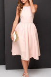 A-line Backless Tea Length Homecoming Dresses