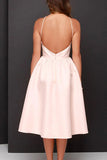 A-line Backless Tea Length Homecoming Dresses