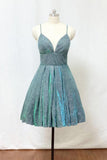 Spaghetti Straps Glitter Short Homecoming Dress