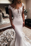 Mermaid Elegent Sweetheart Sleeveless Chapel Train Backless Long Wedding Dress