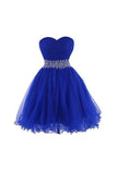 A-line Sweetheart Beading Tulle Homecoming Dress