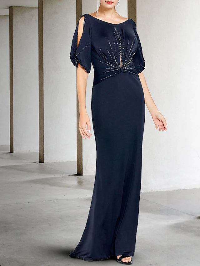 Sheath/Column V-Neck Short Sleeves Plus Size Mother of the Bride Dresses with Bow Knot main image 1