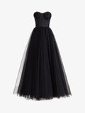 A Line Sweetheart Corset Tulle Prom Dress with Slit