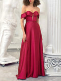 A Line Strapless Sleeveless Floor Length Evening Dress