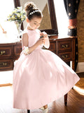 A-Line Ankle Length Flower Girl Dress First Communion Girls Cute Prom Dress Satin with Bow(s) Elegant Fit 3-16 Years