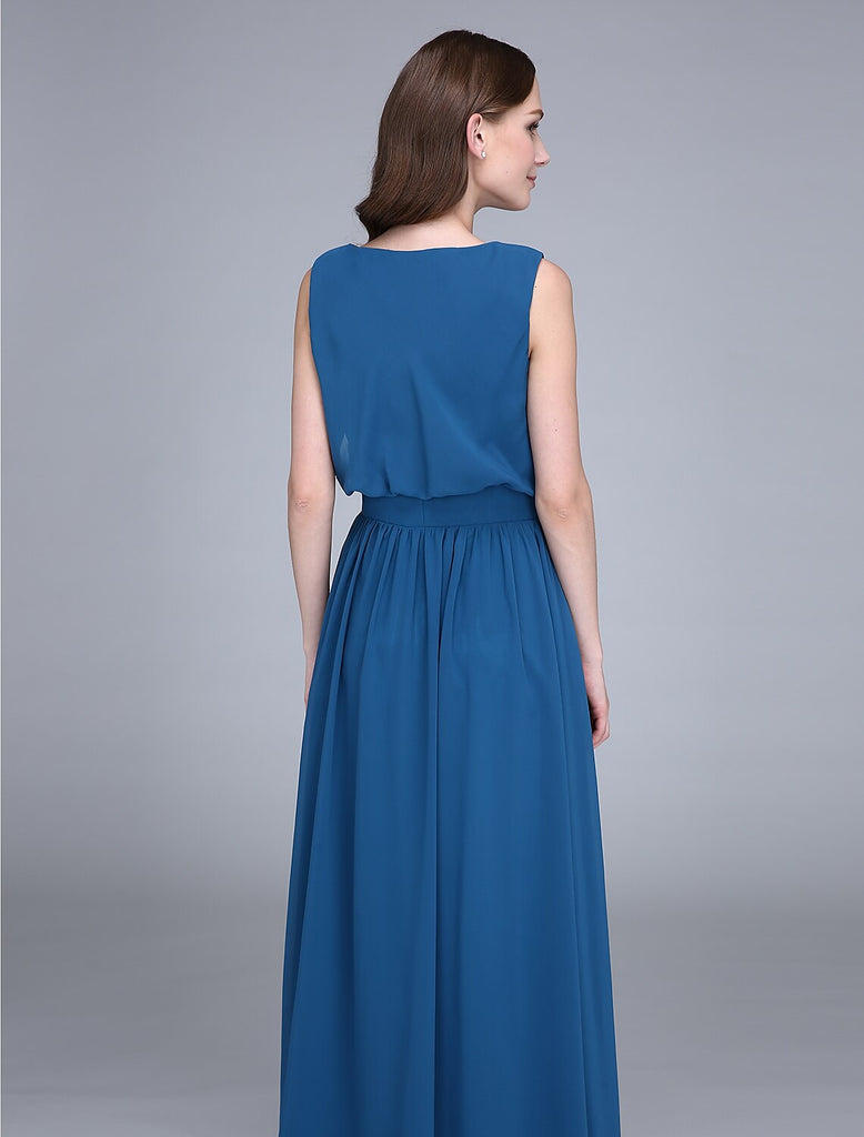 Sheath / Column Bridesmaid Dress Jewel Neck Sleeveless Elegant Midi / Knee Length Lace with Lace main image 1