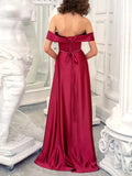 A Line Strapless Sleeveless Floor Length Evening Dress