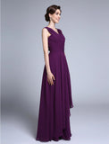 Sheath / Column Mother of the Bride Dress Elegant V Neck Floor Length Chiffon Sleeveless No with Criss Cross Sequin