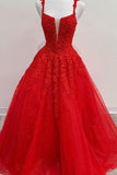 A Line Lace Appliques Evening Dress Long Prom Dress