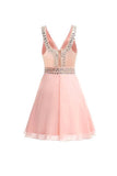 A-line V neck Beads Chiffon Homecoming Dress