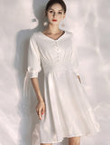 Reception Little White Dresses Wedding Dresses A-Line V Neck Half Sleeve Knee Length Stretch Fabric Bridal Gowns With