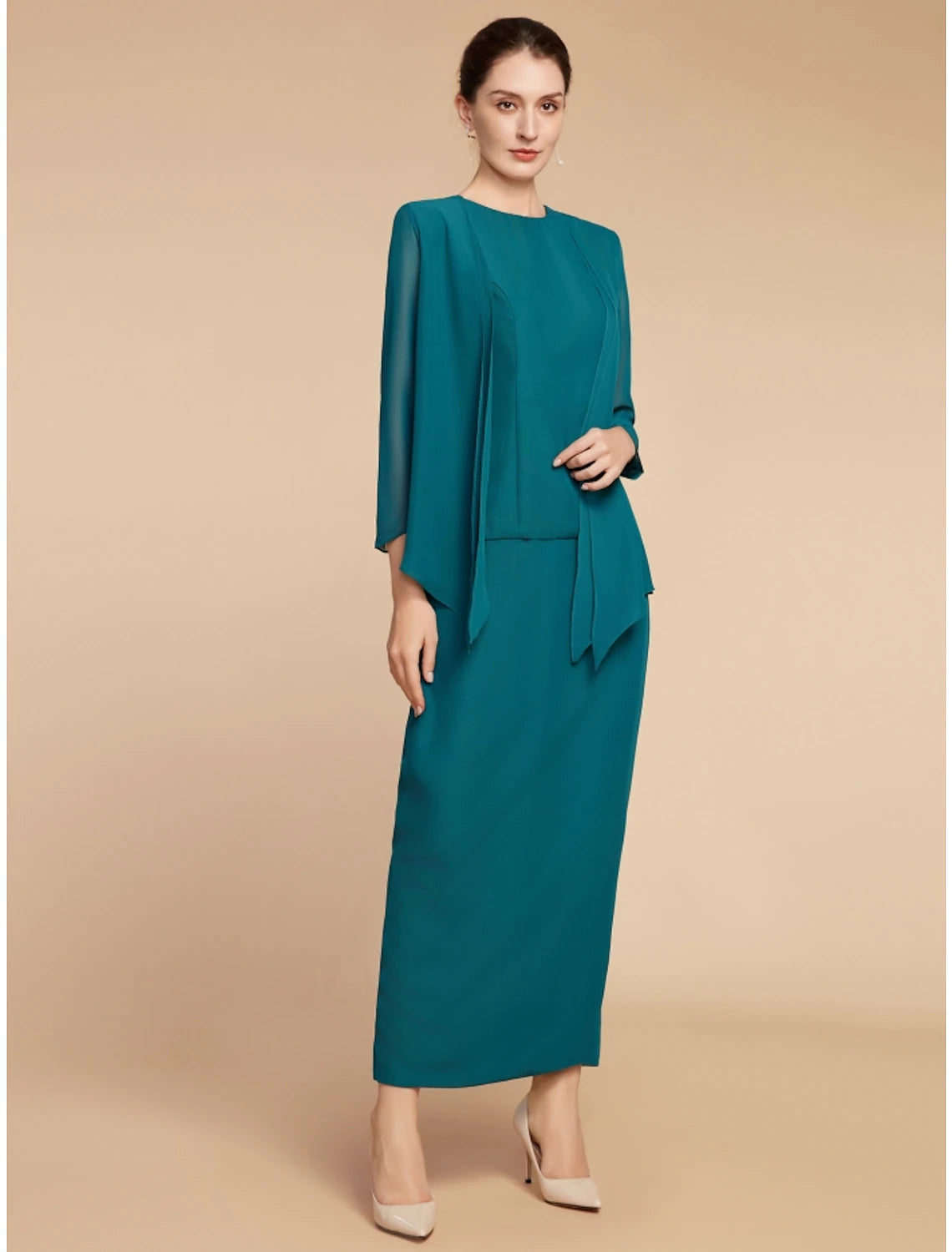 Sheath/Column Elegant Button Mist Knitted Wedding Guest Dress