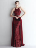 Mermaid / Trumpet Prom Dresses Elegant Dress Formal Floor Length Sleeveless Halter Chiffon with Beading Sequin