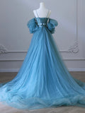 A-Line Sweetheart Neck Tulle Long Prom Dress