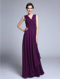 Sheath / Column Mother of the Bride Dress Elegant V Neck Floor Length Chiffon Sleeveless No with Criss Cross Sequin