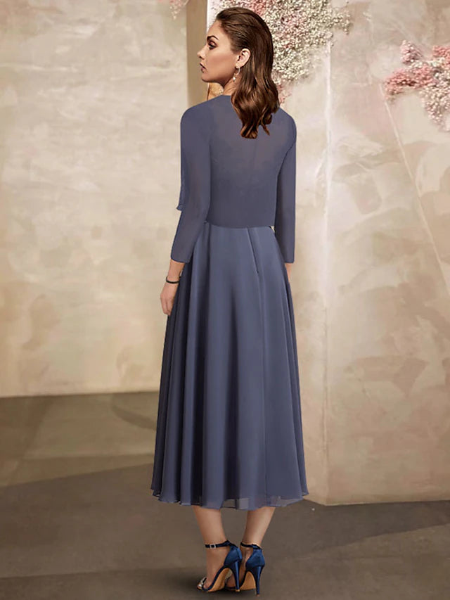 Two Piece A-Line Mother of the Bride Dress Plus Size Elegant Jewel Nec ...