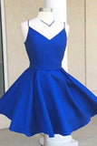 A-line V-Neck Open Back Satin Bowknot Homecoming Dress