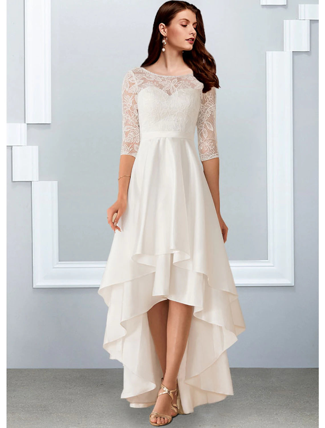 Asymmetrical Chiffon Wedding Dress