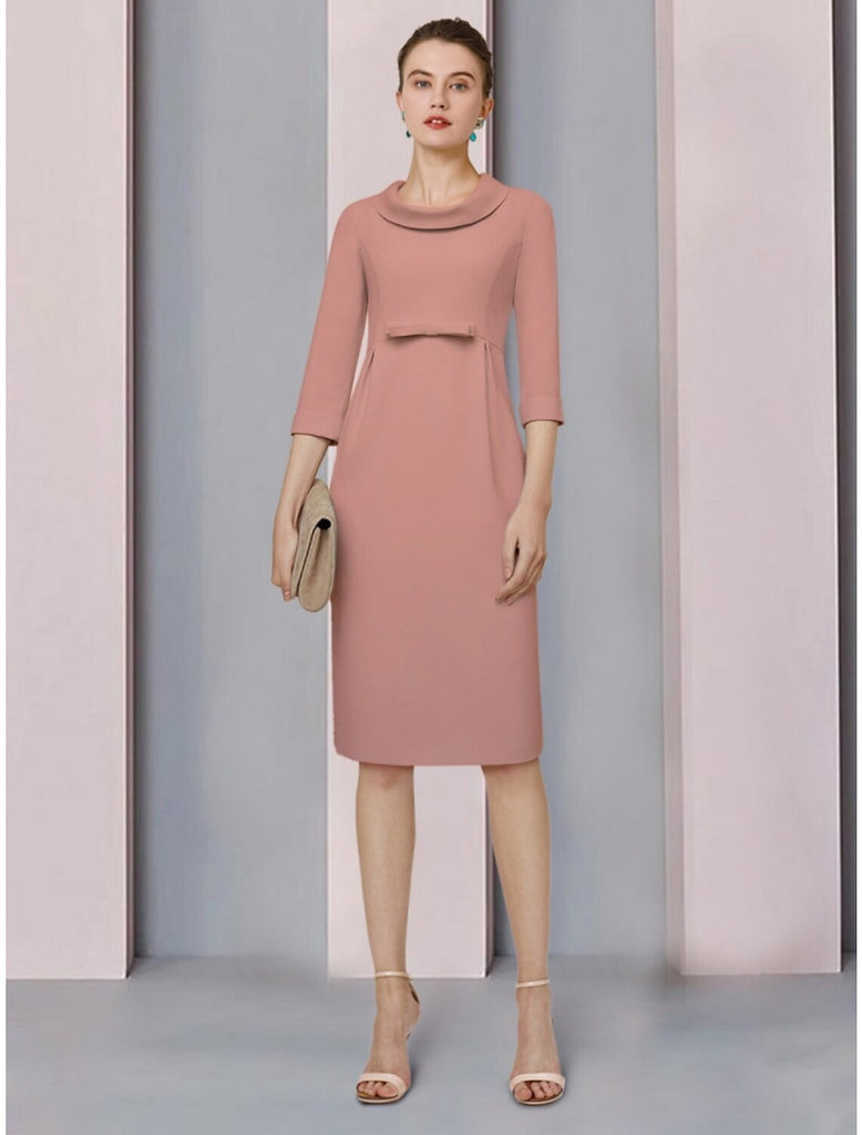 A-Line Mother of the Bride Dress Elegant Sweet Jewel Neck Knee Length main image 0