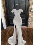 Mermaid / Trumpet Evening Gown Sparkle & Shine Dress Prom Floor Length Sleeveless Cowl Neck Sequined with Ruched