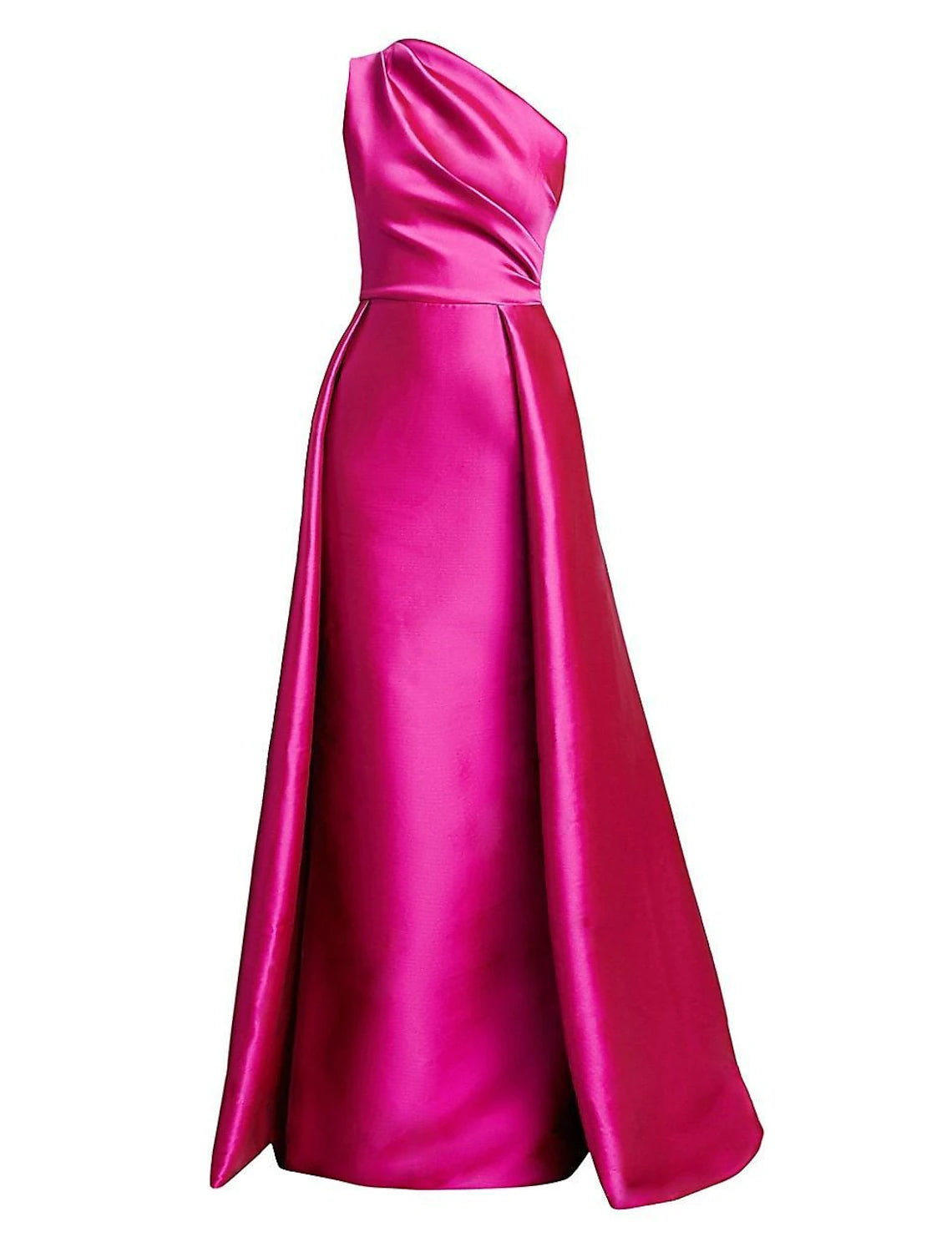 Sheath / Column Evening Gown Luxurious Dress Wedding Guest Floor Length Sleeveless One Shoulder Satin with Overskirt Pure Color
