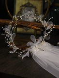 One-tier Flower Style / Floral Wedding Veil Shoulder Veils with Pendant / Solid Tulle / Classic